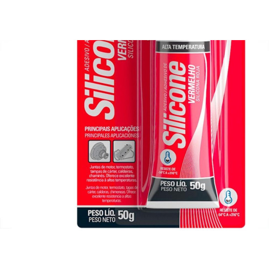 Silicone Tekbond Alta Temperatura 50G. Vermelho