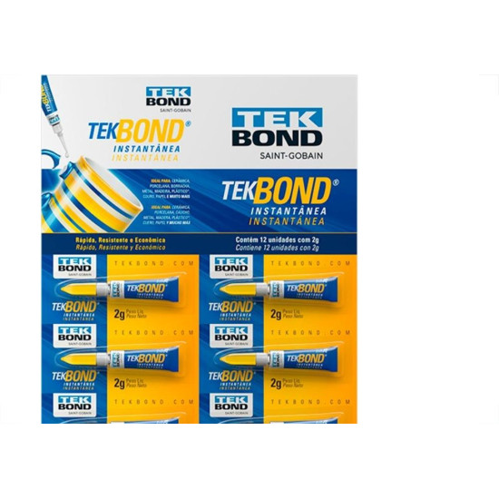 Cola Instantanea Tekbond 2G. Cartela Com 12 Pecas