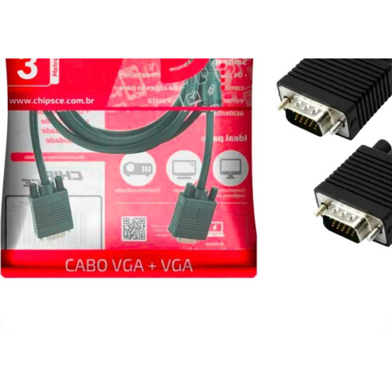 Cabo Audio/Video Pix Vga 3M Preto - 018-9518