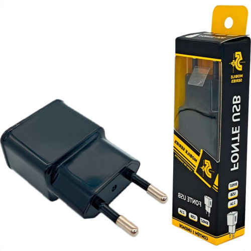 Carregador Pix Usb Mobile De Parede 2.1A. Bivolt Preto - 044-0002