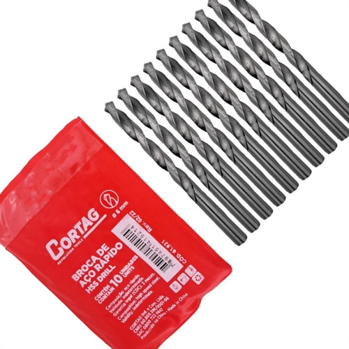 Broca Aco Rapido Cortag 6,0Mm - 61921 - Kit C/10 Pecas