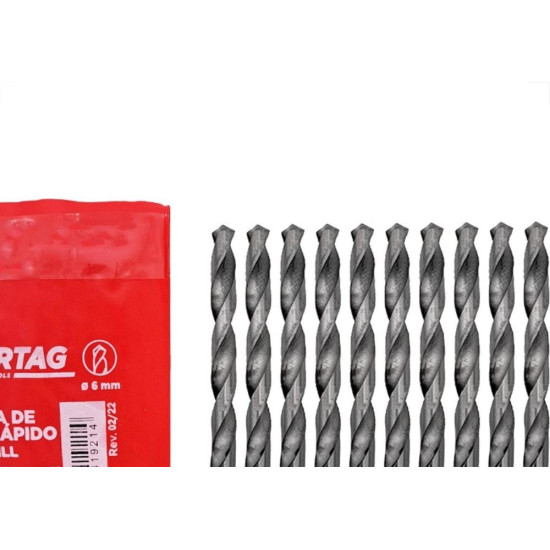 Broca Aco Rapido Cortag 6,0Mm - 61921 - Kit C/10 Pecas