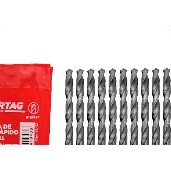 Broca Aco Rapido Cortag   9/64'' - 61943 - Kit C/10 Pecas