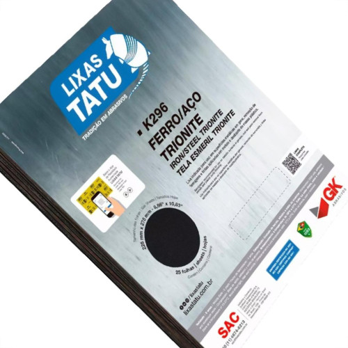 Lixa Ferro Tatu 180 - Pacote Com 25 Folhas - Kit C/25 Folhas