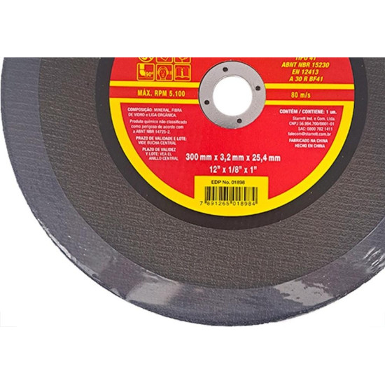 Disco Corte Ferro Starrett 12''X1/8''X1'' - Kit C/6 Pecas