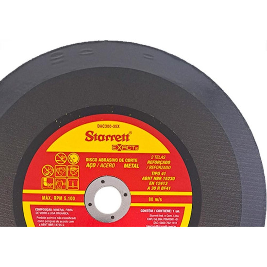 Disco Corte Ferro Starrett 12''X1/8''X1'' - Kit C/6 Pecas