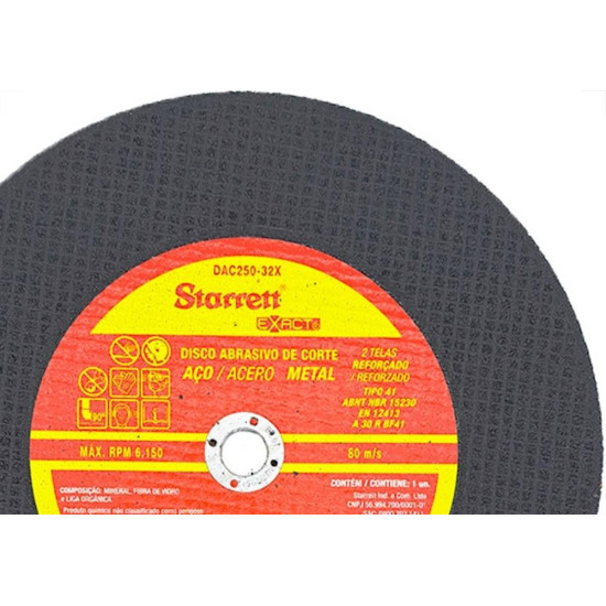 Disco Corte Ferro Starrett 10''X1/8''X5/8'' - Kit C/6 Pecas