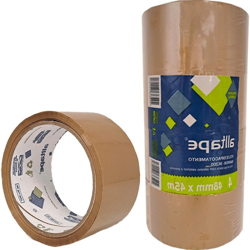 Fita Adesiva Embalagem Alltape Marrom 48Mm X 45M - Kit C/4 Pecas