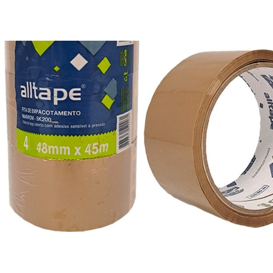 Fita Adesiva Embalagem Alltape Marrom 48Mm X 45M - Kit C/4 Pecas