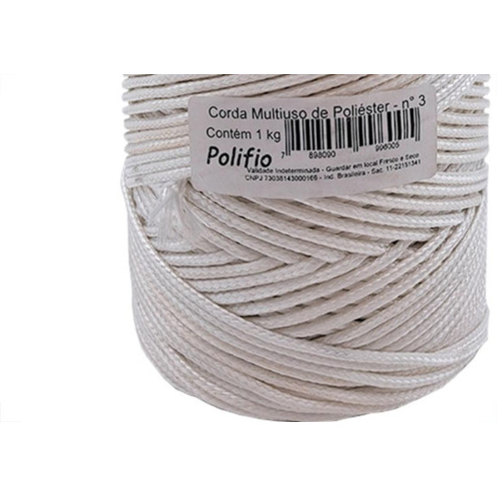 Corda Poliester Polifio Multiuso Branca 3Mm - 200M