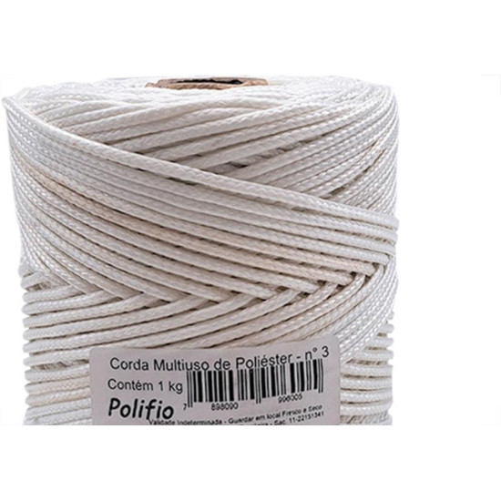 Corda Poliester Polifio Multiuso Branca 3Mm - 200M