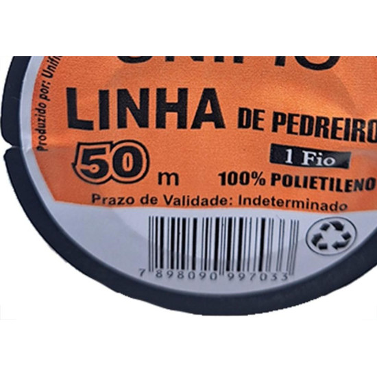 Linha Para Pedreiro 1 Fio Unifio 50M Laranja - Kit C/12 Pecas