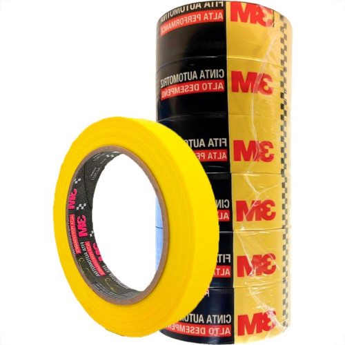 Fita Crepe 3M Alta Performance Amarela 48Mm X 40M Automotiva - Kit C/6 Pecas