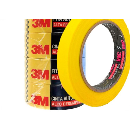 Fita Crepe 3M Alta Performance Amarela 48Mm X 40M Automotiva - Kit C/6 Pecas