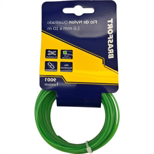 Fio De Nylon Para Aparador De Grama Brasfort Verde Quadrado 1,6Mmx10M - 9001