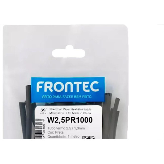 Tubo Termocontratil 2,5Mm / 1,30Mm Preto Pacote Com 1 Metro - W2,5Pr1000