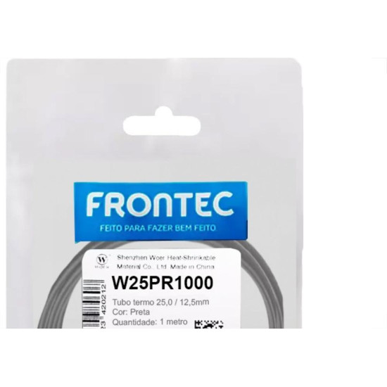 Tubo Termocontratil 25Mm / 12,5Mm Preto Pacote Com 1 Metro - W25Pr1000