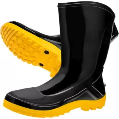 Bota Pvc Marluvas Vulcaflex Preta/Amarela No.43 Com Meia