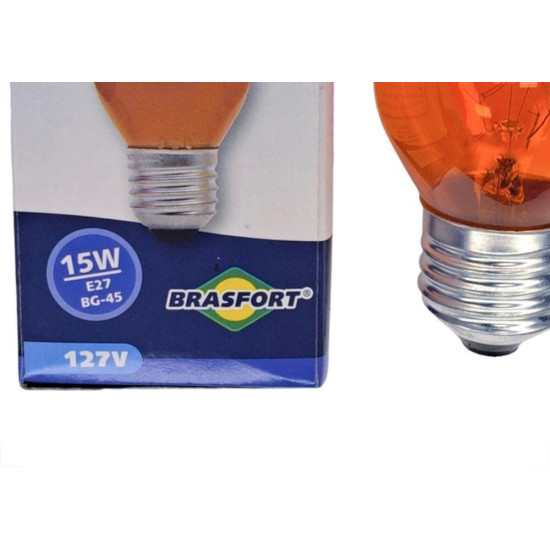 Lampada Colorida Brasfort 15Wx127V. Laranja - Kit C/25 Pecas