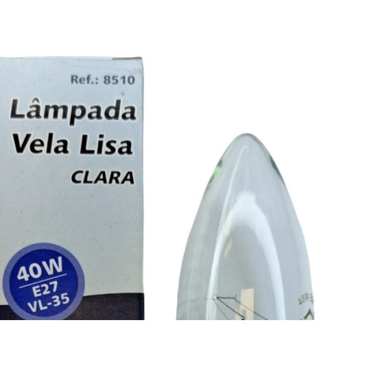 Lampada Vela Lisa Brasfort 40Wx220V. Clara - Kit C/10 Pecas