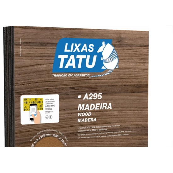 Lixa Madeira Tatu 100 - Kit C/50 Folhas