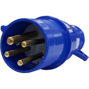 Acoplamento Industrial Macho Steck Newkon 3 Polos+Terra 200V. A 250V. 16A. Azul N4079