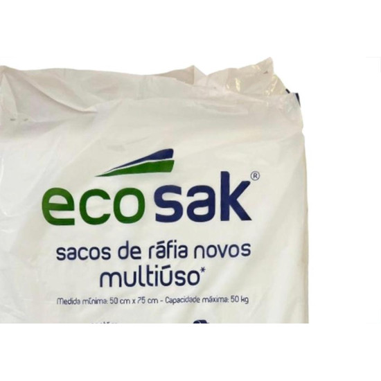 Saco De Rafia Novo Ecosak 50Cm X 75Cm - 50Kg - Pacote Com 5 Pecas Branco