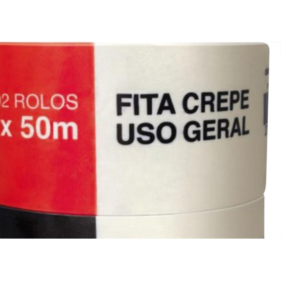 Fita Crepe Adere Uso Geral 423 - 48Mm X 50M - Kit C/2 Pecas