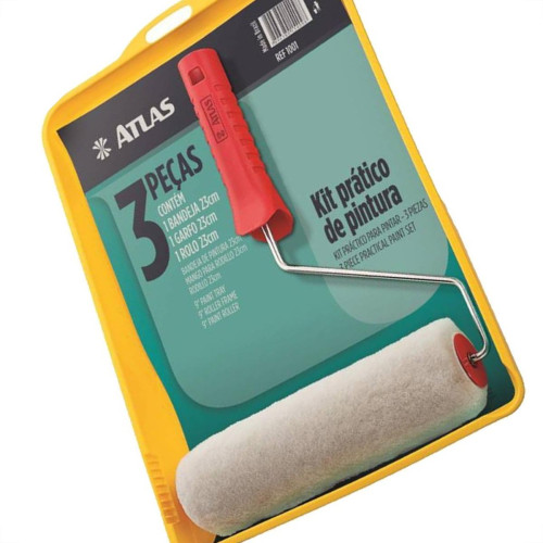 Kit Pintura Atlas Com 3 Pecas Bandeja + Garfo + Rolo