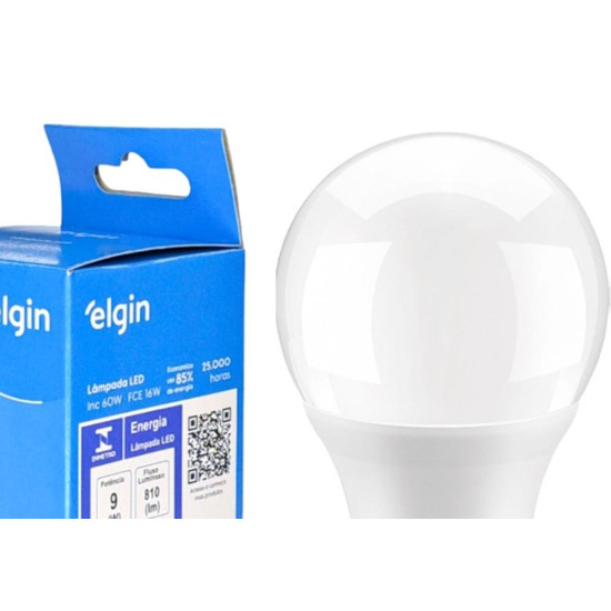 Lampada Led Bulbo Elgin A60 - 9W. 6500K. - Kit C/10 Pecas