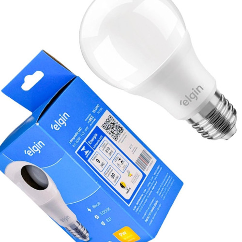 Lampada Led Bulbo Elgin A60 - 9W. 3000K. - Kit C/10 Pecas