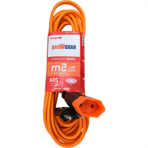 Extensao Daneva Pp Hard Work 2 Polos 20A. 2,5Mm Laranja - 5M