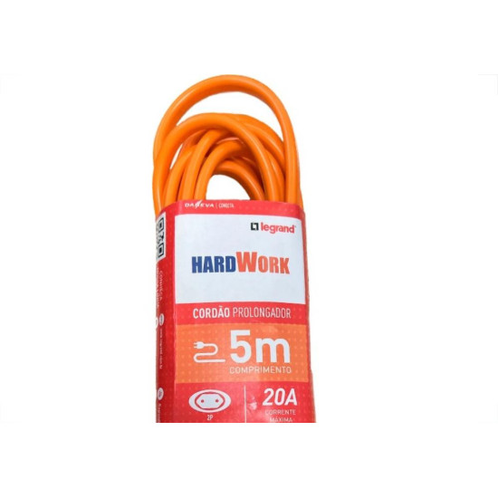 Extensao Daneva Pp Hard Work 2 Polos 20A. 2,5Mm Laranja - 5M