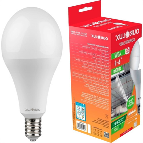 Lampada Superled Bulbo Ourolux - E-40 - 4000Lm - 40W. Alta Potencia - 6500K.