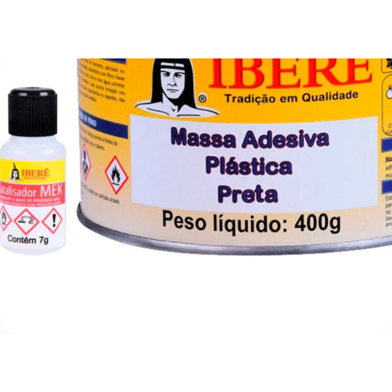 Massa Plastica Ibere Preta 400 Grs - Kit C/12 UN