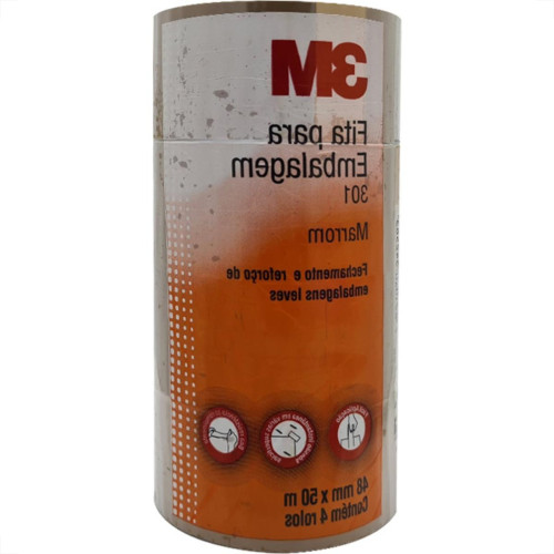 Fita Adesiva P/Embalagem Marrom 3M 48 X 50 - Kit C/4 RL