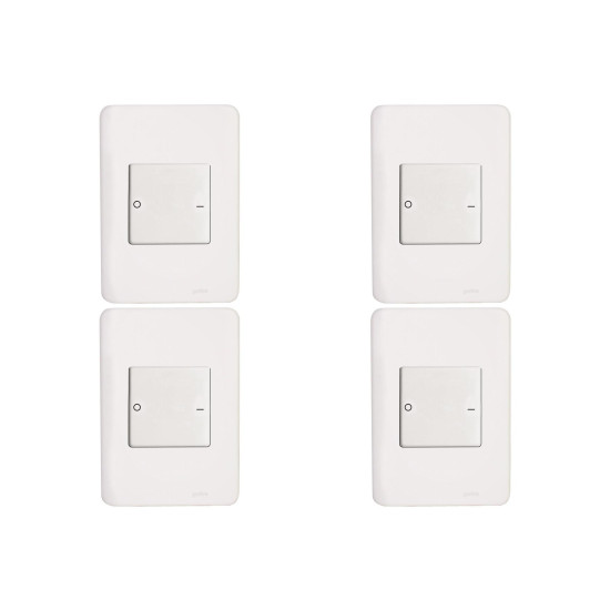 Kit C/4 - Conjunto Perlex Aros 4X2 Branco Com Placa(1Bipo...