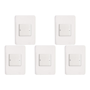 Kit C/5 - Conjunto Perlex Aros 4X2 Branco Com Placa(1Bipo...