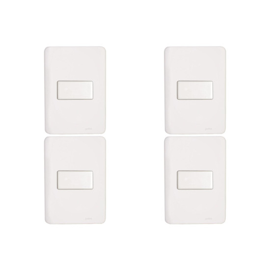 Kit C/4 - Conjunto Perlex Aros 4X2 Branco Com Placa(1Para...