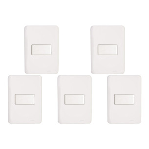 Kit C/5 - Conjunto Perlex Aros 4X2 Branco Com Placa(1Para...