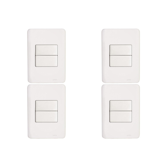 Kit C/4 - Conjunto Perlex Aros 4X2 Branco Com Placa(2Simp...