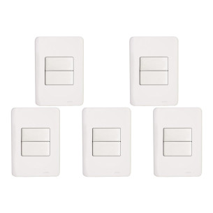 Kit C/5 - Conjunto Perlex Aros 4X2 Branco Com Placa(2Simp...