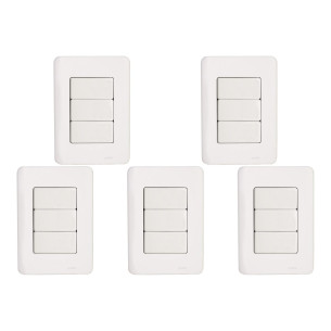 Kit C/5 - Conjunto Perlex Aros 4X2 Branco Com Placa(3Simp...